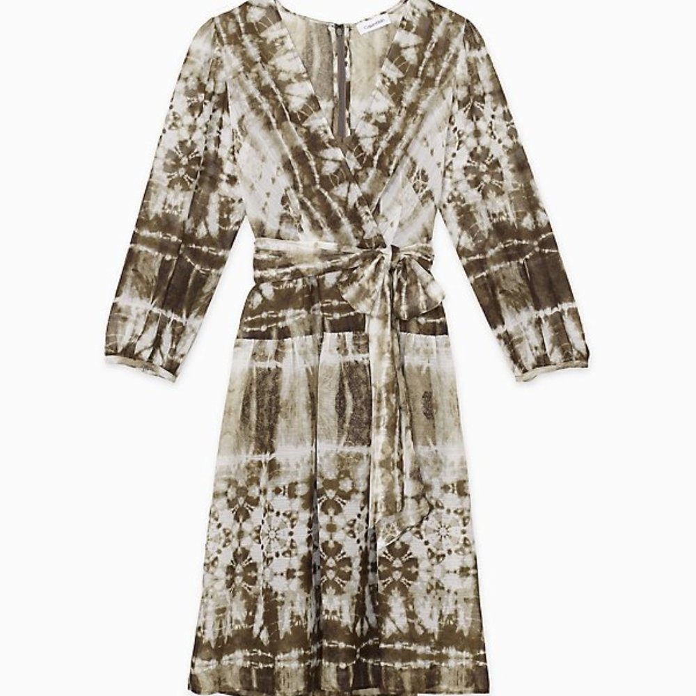 Calvin Klein Tie-Dye V-Neck 3/4 Sleeve Size 8